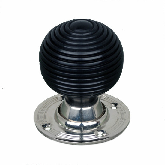 Ebony Beehive Door Knobs with Nickel Roses