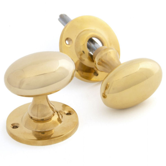 Polished Brass Oval Knob Set