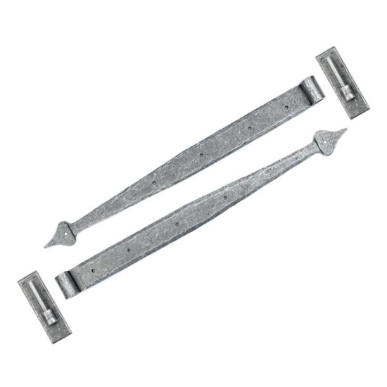 Blacksmith Pewter Patina Arrow Head Door Hinges - Hook and Band