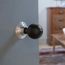 Beehive Ebony Knob Set with Nickel Roses