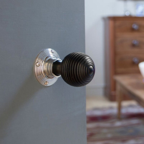 Beehive Ebony Knob Set with Nickel Roses