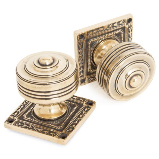 Tewkesbury Square Knob Set - Antique Brass Finish