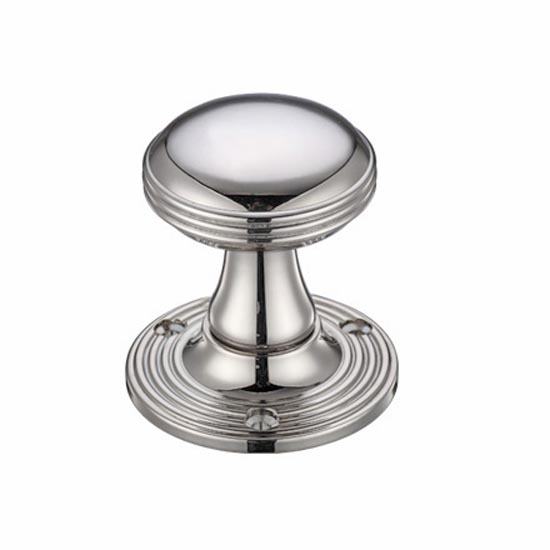 Ascot Reeded Mushroom Door Knob - Polished Nickel
