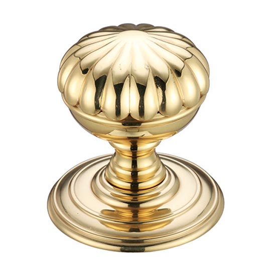 Broadway Flower Door Knobs - Polished Brass