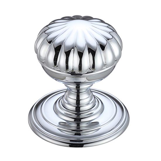 Broadway Flower Door Knobs - Polished Chrome