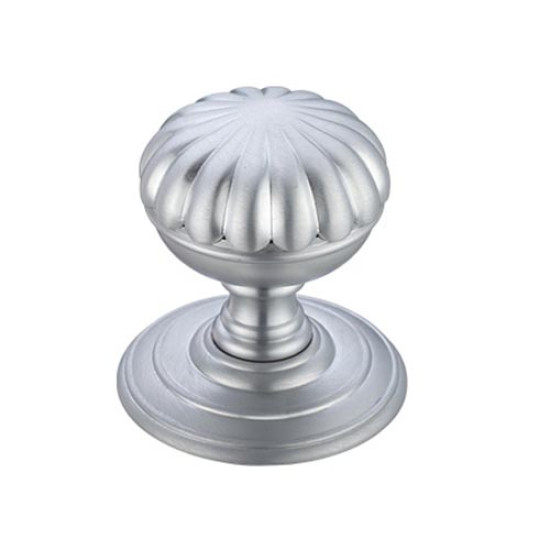 Broadway Flower Door Knobs - Satin Chrome