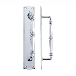 Chester Pull Handle on Backplate - Polished Chrome