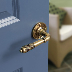 Reeded Lever on Rose Set - Aged Brass