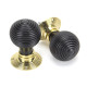 Beehive Ebony Knob Set with Polished Brass Roses