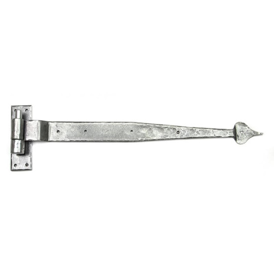 Blacksmith Pewter Patina Arrow Head Door Hinges - Hook and Band Cranked
