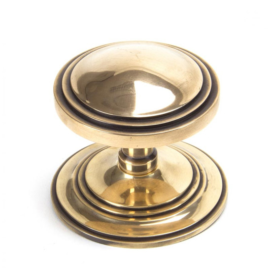 Period Art Deco Centre Door Knob - Polished Bronze