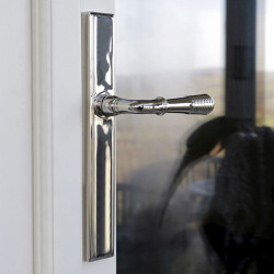 Reeded Slimline Sprung Lever Latch Set - Polished Nickel