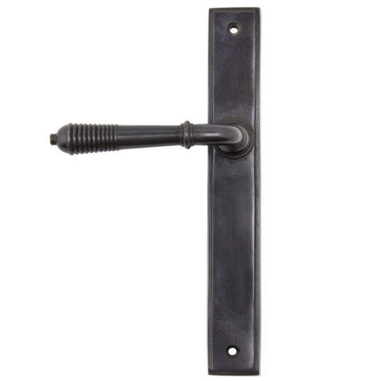 Reeded Slimline Sprung Lever Latch Set - Aged Bronze