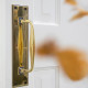 Period Art Deco Pull Handle on Backplate - Aged Brass