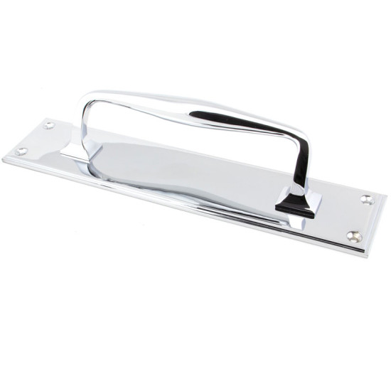 Period Art Deco Pull Handle on Backplate - Polished Chrome