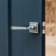 Blacksmith Pewter Patina Avon Lever Door Handle on Square Rose Set - Sprung