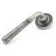 Blacksmith Pewter Patina Hammered Newbury Lever Door Handle on Beehive Rose Set - Sprung