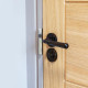 Traditional Blacksmith Hammered Newbury Lever Door Handle on Round Rose Set - Sprung