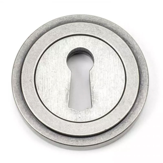 Blacksmith Pewter Patina Art Deco Round Escutcheon