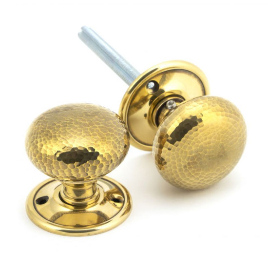 Aged Brass Hammered Mushroom Knob Set