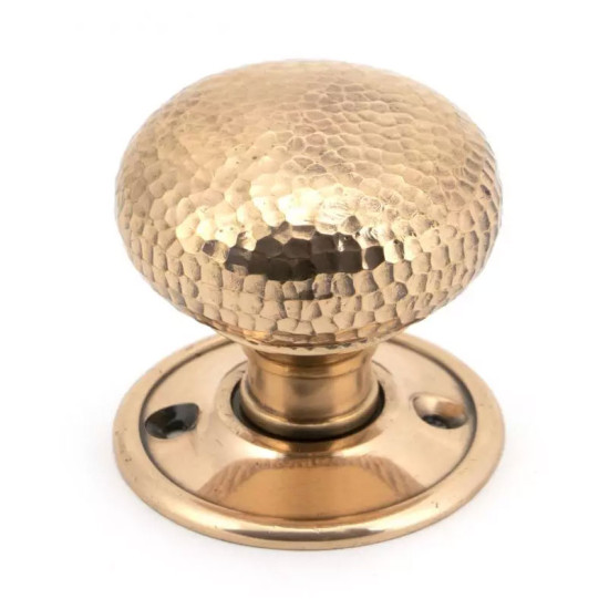 Polished Bronze Hammered Mushroom Knob Set