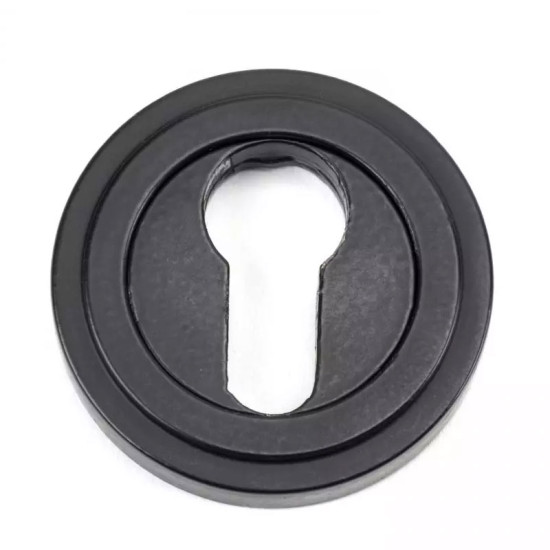 Matt Black Art Deco Round Euro Escutcheon