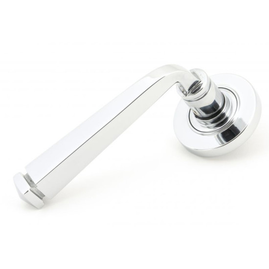 Avon Sprung Lever Door Handle on Round Rose Set - Polished Chrome