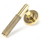 Brompton Sprung Lever Door Handle on Art Deco Rose Set - Aged Brass