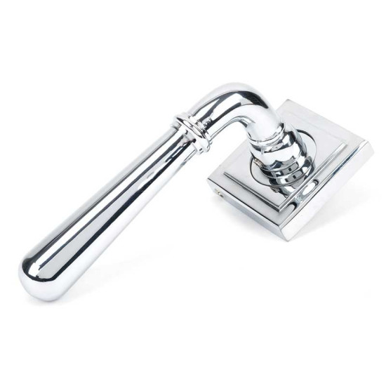 Newbury Lever on Square Rose Set - Polished Chrome