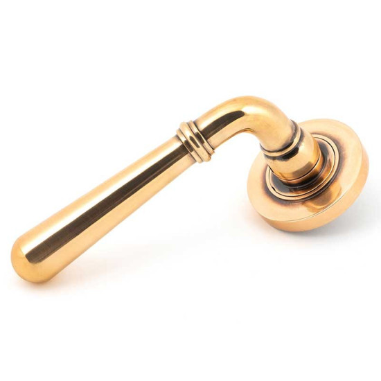 Newbury Lever on Round Rose Set - Polished Bronze