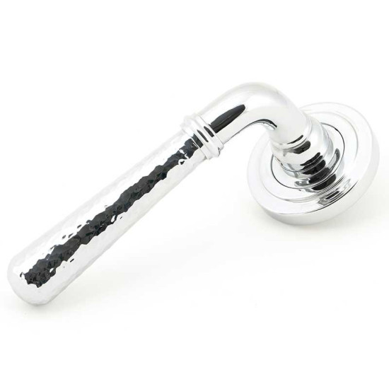 Hammered Newbury Lever on Art Deco Rose Set - Polished Chrome