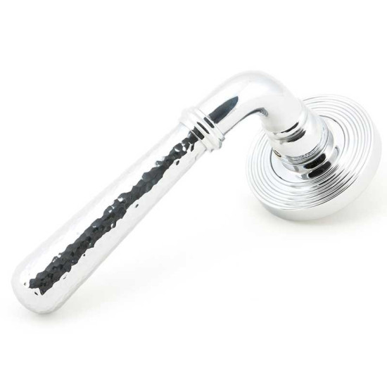 Hammered Newbury Lever on Beehive Rose Set - Polished Chrome