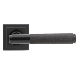 Aged Bronze Brompton Lever Door Handle on Square Rose Set - Unsprung