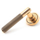 Polished Bronze Brompton Lever Door Handle on Art Deco Rose Set - Unsprung