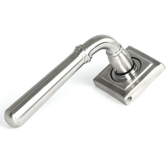 Newbury Lever on Square Rose Set - Satin Marine Stainless Steel