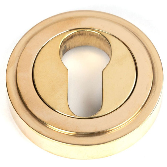 Polished Brass Art Deco Euro Escutcheon