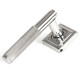 Brompton Sprung Lever Door Handle on Square Rose Set - Satin Marine Stainless Steel