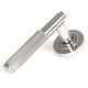 Brompton Sprung Lever Door Handle on Round Rose Set - Polished Marine Stainless Steel