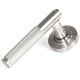 Brompton Unsprung Lever Door Handle on Beehive Rose Set - Satin Marine Stainless Steel