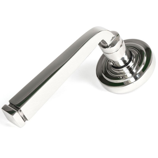 Avon Unsprung Lever Door Handle on Art Deco Rose Set - Polished Marine Stainless Steel