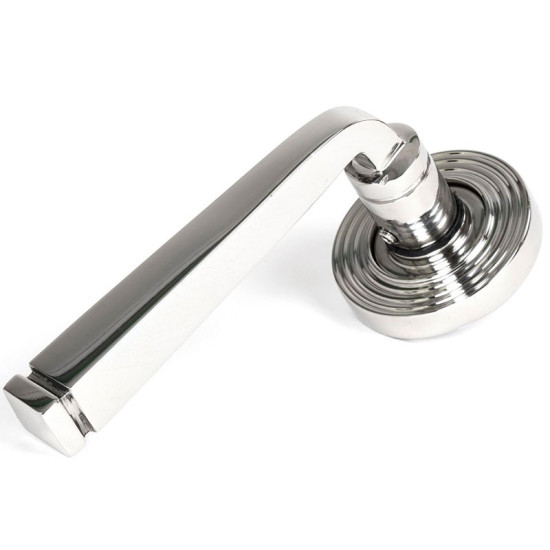 Avon Unsprung Lever Door Handle on Beehive Rose Set - Polished Marine Stainless Steel
