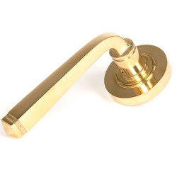 Avon Unsprung Lever Door Handle on Round Rose Set - Polished Brass
