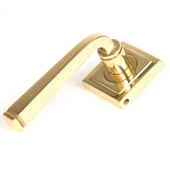 Avon Unsprung Lever Door Handle on Square Rose Set - Polished Brass
