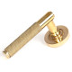 Brompton Sprung Lever Door Handle on Round Rose Set - Polished Brass