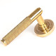 Brompton Sprung Lever Door Handle on Art Deco Rose Set - Polished Brass