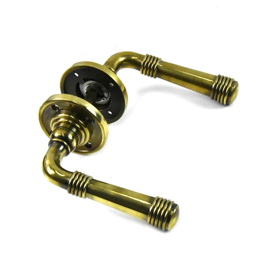 Aged Brass Beehive Lever Door Handle