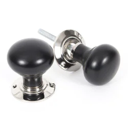 Ebony Knob Set with Nickel Roses