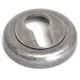 Euro Escutcheon with a Radius Edge Rose - Distressed Silver Finish
