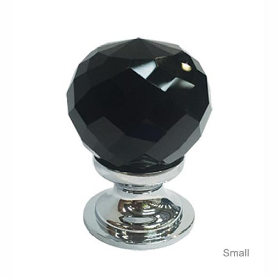 Facetted Black Glass Cabinet Knob