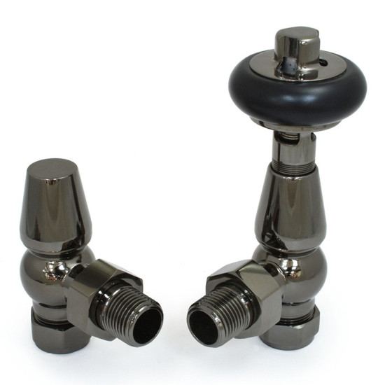 Faringdon Thermostatic Radiator Valve - Black Nickel Angled TRV